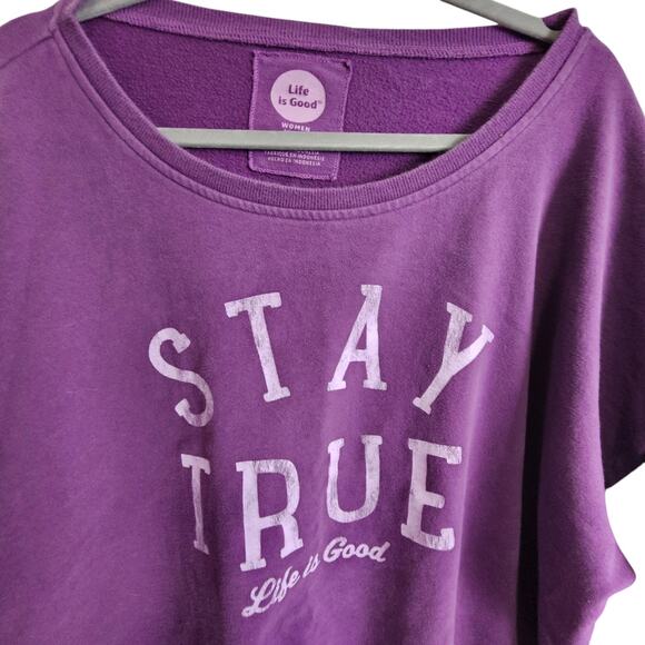 Life Is Good Sweater Stay True Pullover Sweater Womens XXL Purple Knit Sweater - Picture 2 of 10